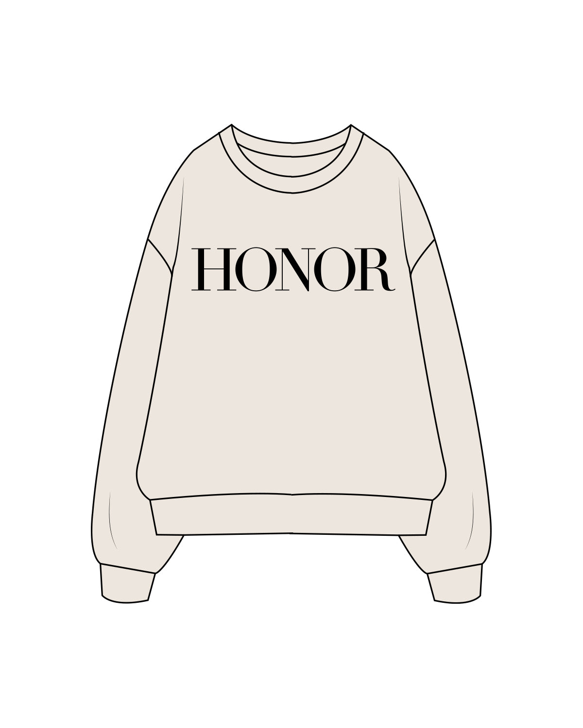 The Classic Crewneck - Off White - Honor Pilates - Front / Back - Black