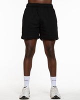 The Mens Sweat Shorts - Black - ALCHEME - Left Leg - Bone