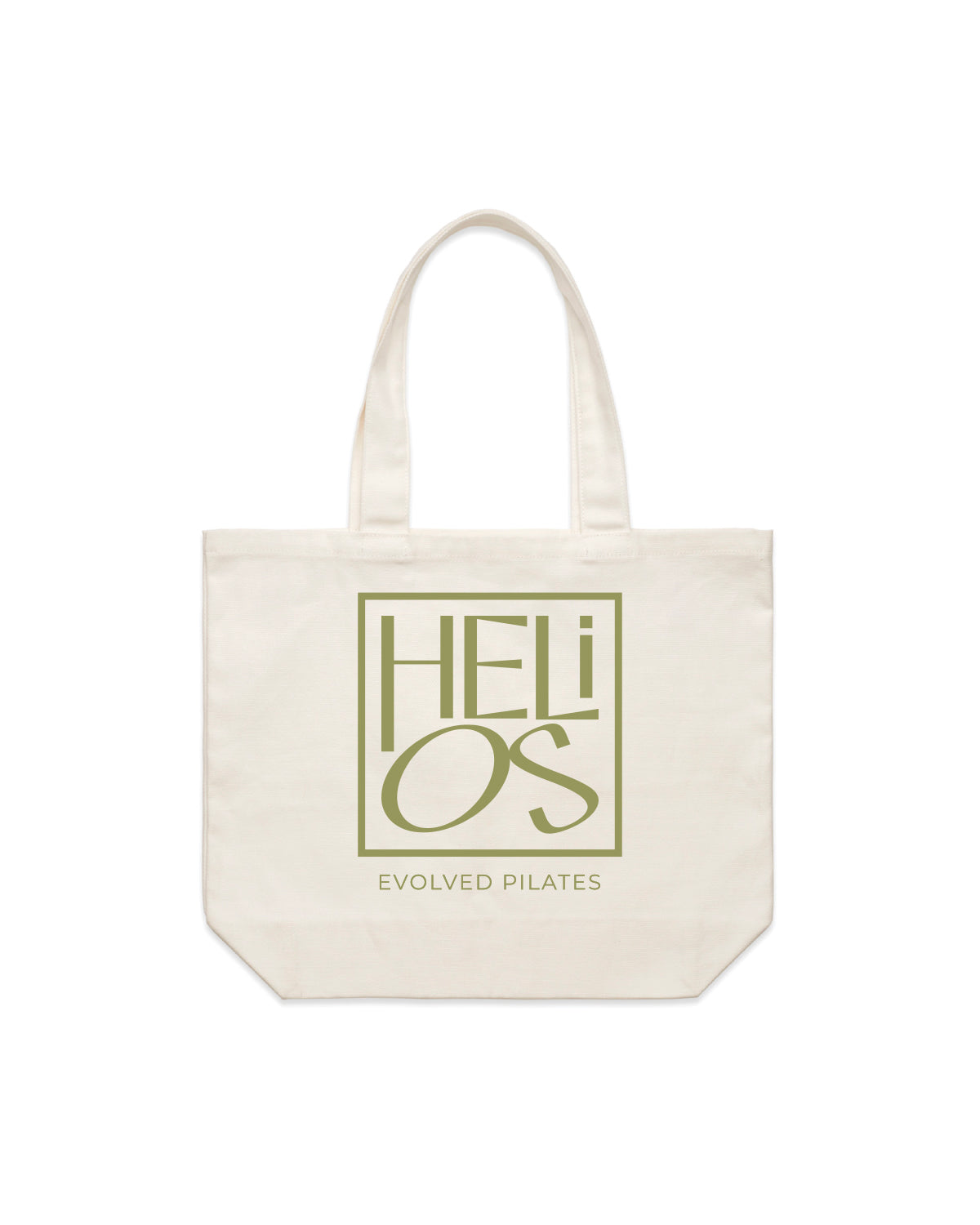 The Tote Bag - Natural - Helios - Stacked Logo - Green