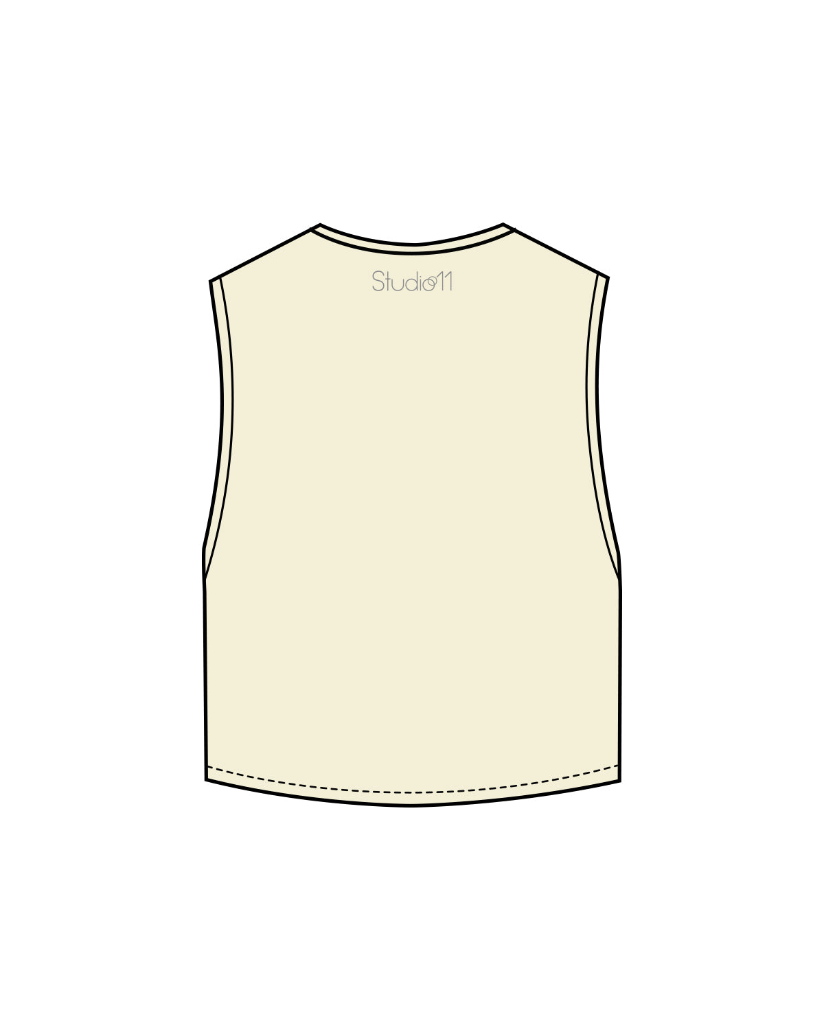 The Crop Muscle Tank - Butter - Studio 11 - Left Chest & Back Neck Logo - Butter / Gray