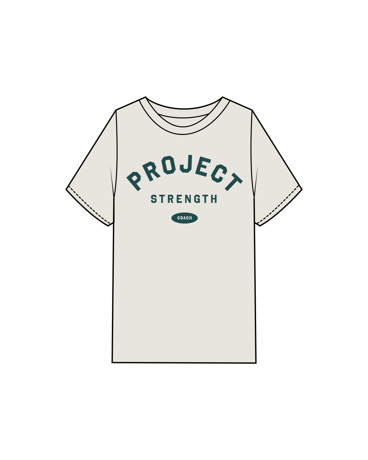 The Mens Heavyweight Tee - Washed Bone - Project Strength - Forest Green