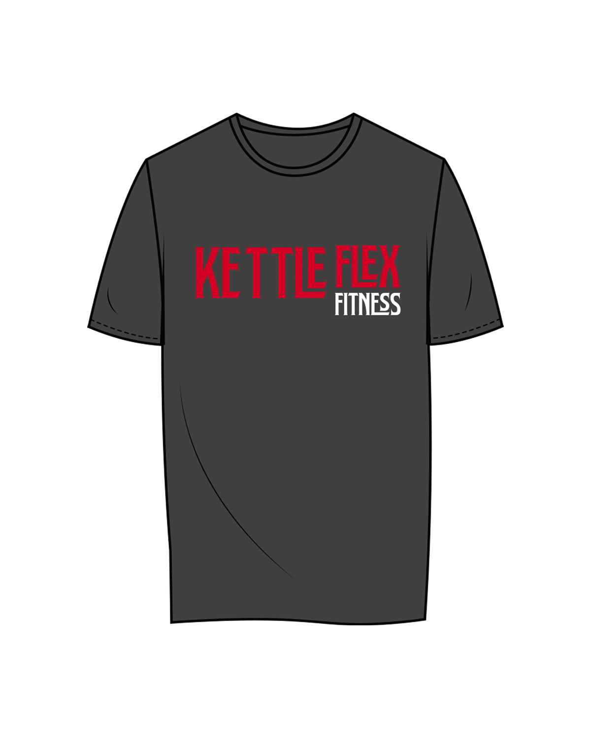The Womens Tee - Charcoal - Kettleflex - Mustache - Full Color