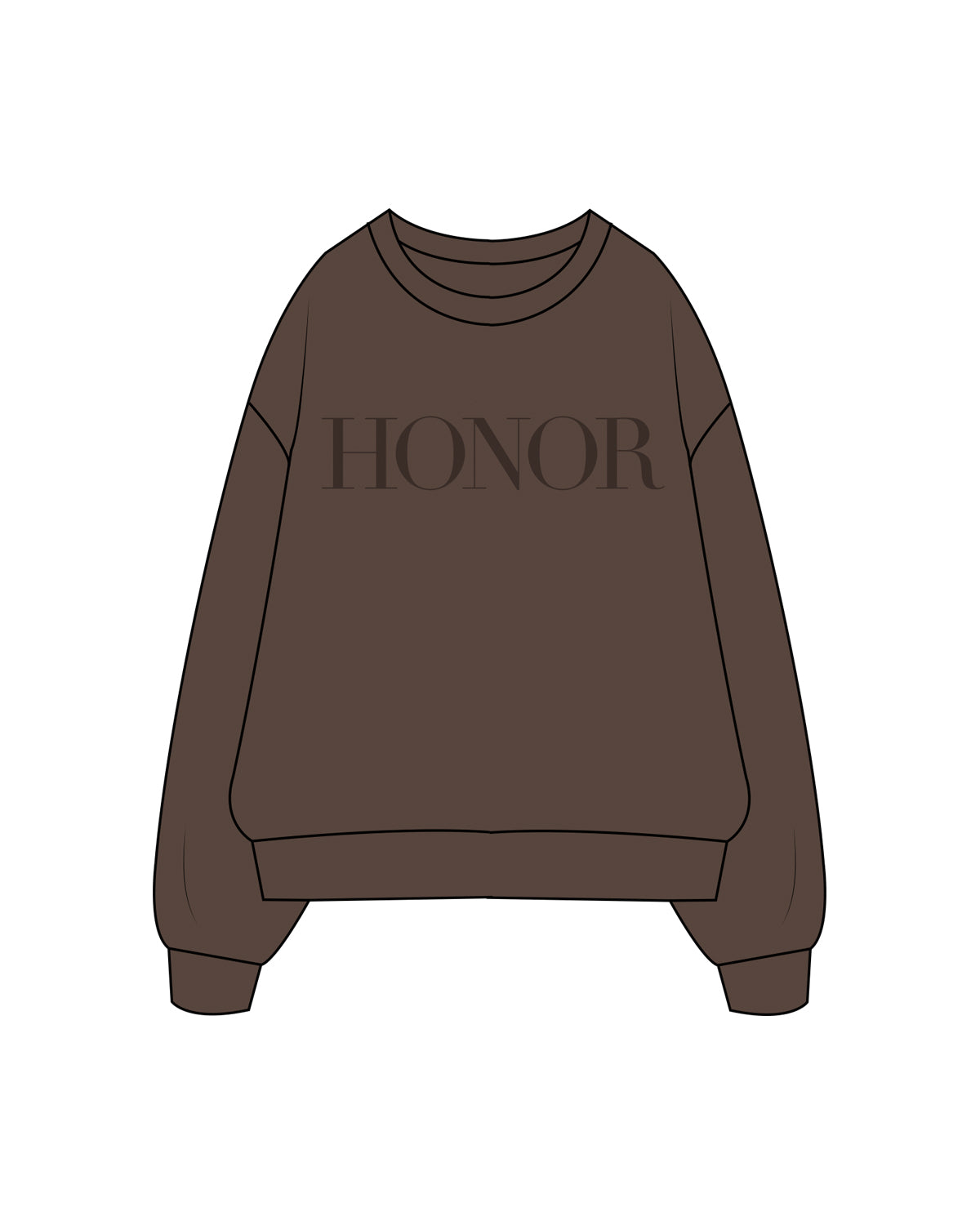 The Classic Crewneck - Walnut - Honor Pilates - Front / Back - Tone on Tone