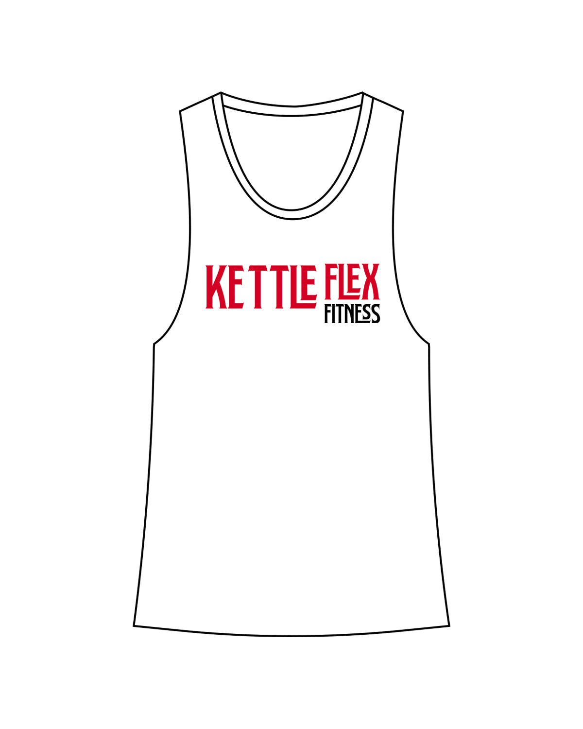 The Womens Racerback Tank - White - Kettleflex - Mustache - Full Color