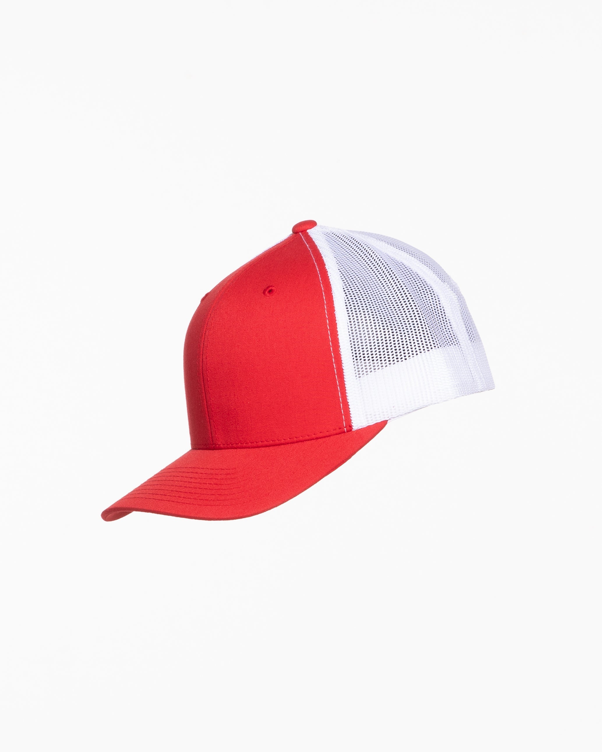 The Trucker Hat - Red / White - Hughes Residential - Center Crown Round - Embroidered - White