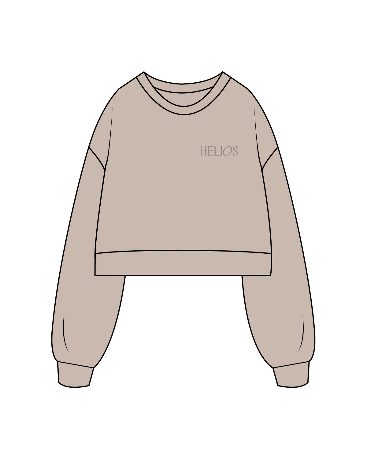 The Womens Crop Crewneck - Bone - Helios - Left Chest - Embroidered Tone on Tone Logo