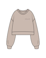 The Womens Crop Crewneck - Bone - Helios - Left Chest - Embroidered Tone on Tone Logo