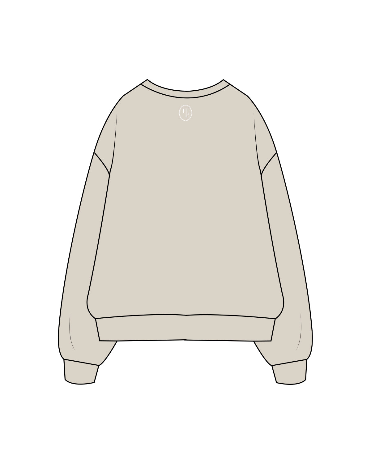 The Womens Crewneck - Bone - Honor Pilates - Front / Back - White