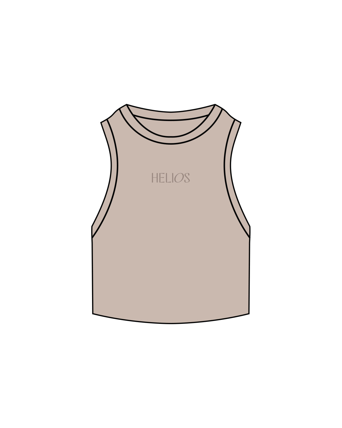 The Ribbed Crop Tank - Clay - Helios - Center Chest - Embroidered Tone on Tone Logo