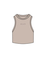 The Ribbed Crop Tank - Clay - Helios - Center Chest - Embroidered Tone on Tone Logo