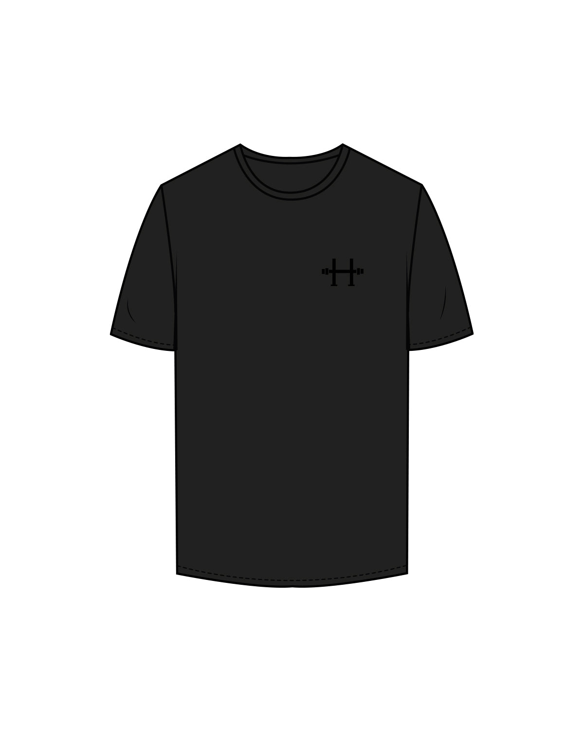The Mens Tee - Black - Haus of Fitness - Left Chest & Back Spine - Tone on Tone