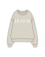 The Womens Crewneck - Bone - Honor Pilates - Front / Back - White