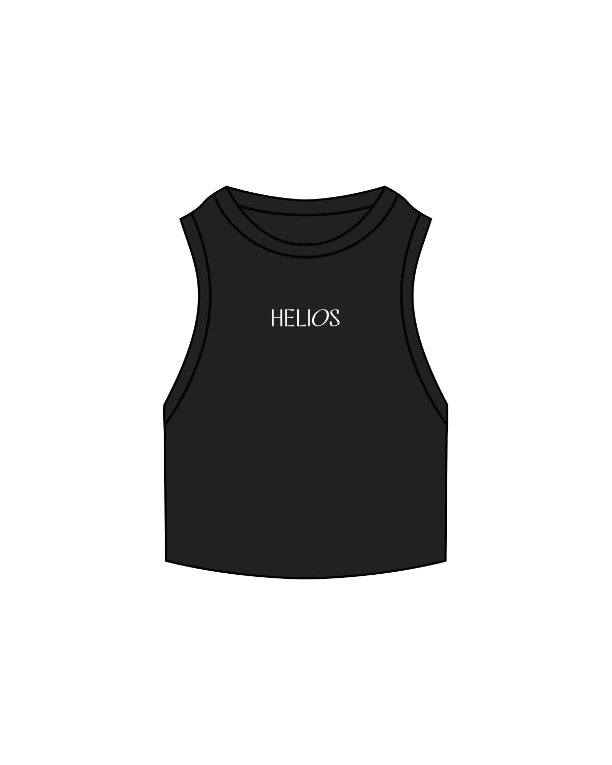 The Ribbed Crop Tank - Black - Helios - Center Chest - Embroidered White Logo