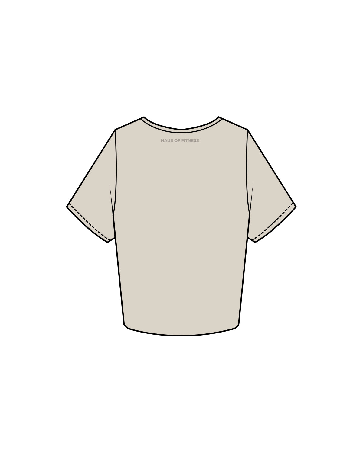 The Crop Tee - Bone - Haus of Fitness - Left Chest & Back Neckline - Tone on Tone
