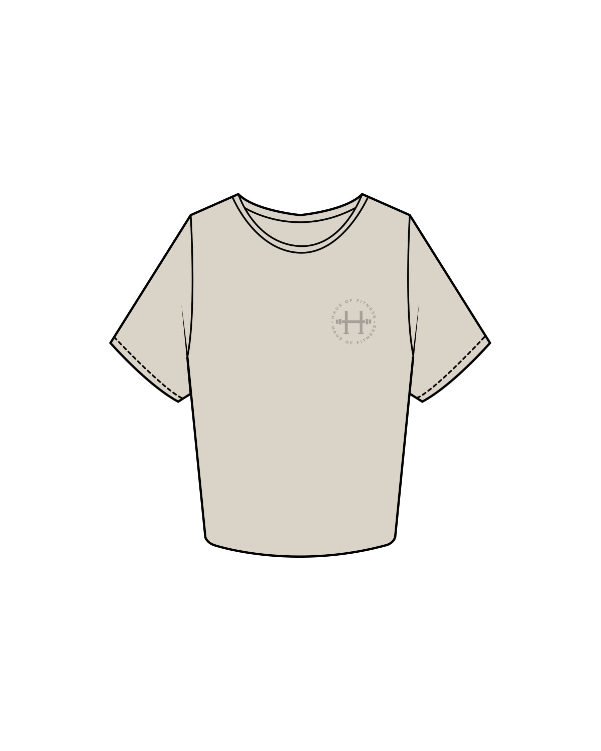 The Crop Tee - Bone - Haus of Fitness - Left Chest & Back Neckline - Tone on Tone