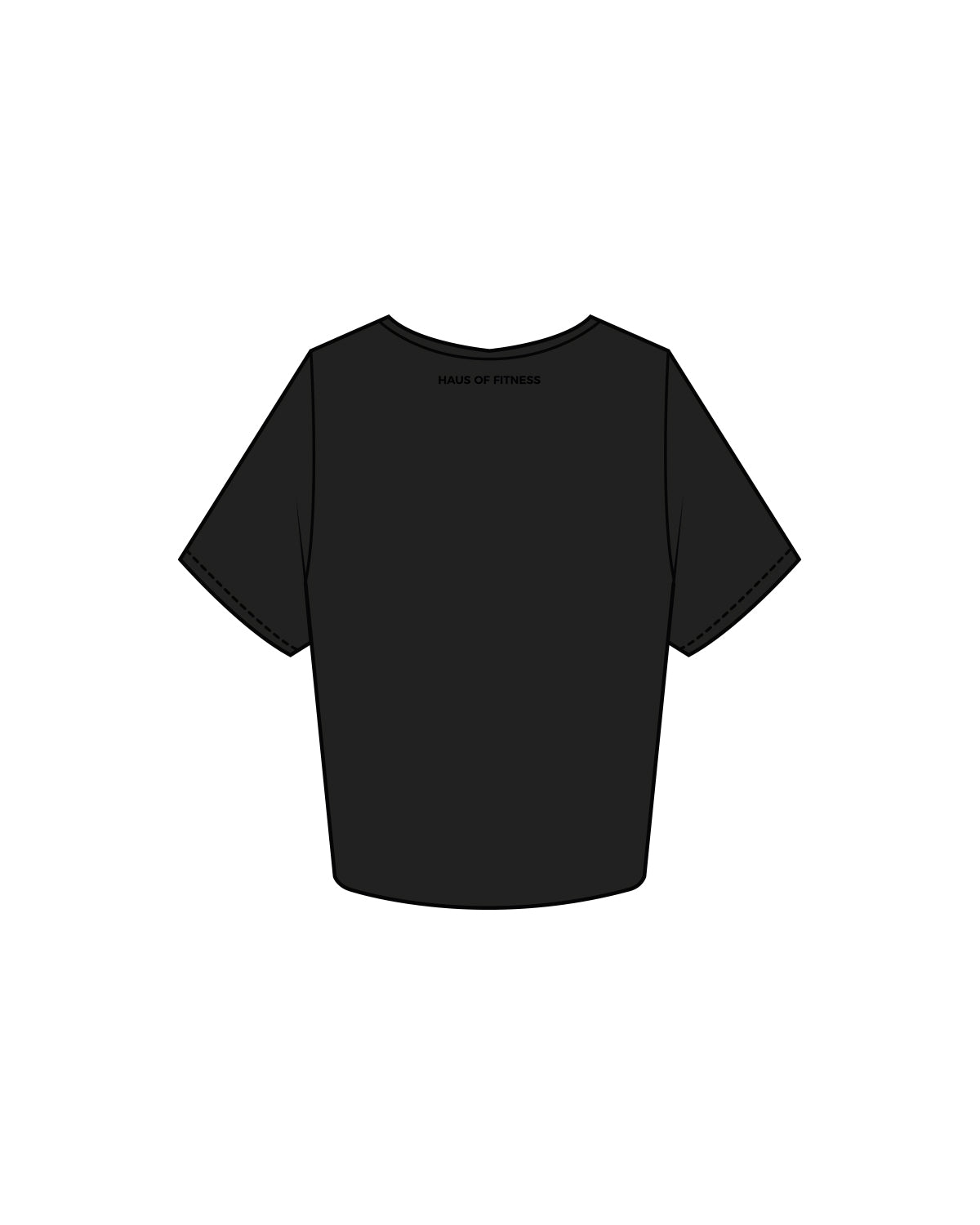 The Crop Tee - Black - Haus of Fitness - Left Chest & Back Neckline - Tone on Tone