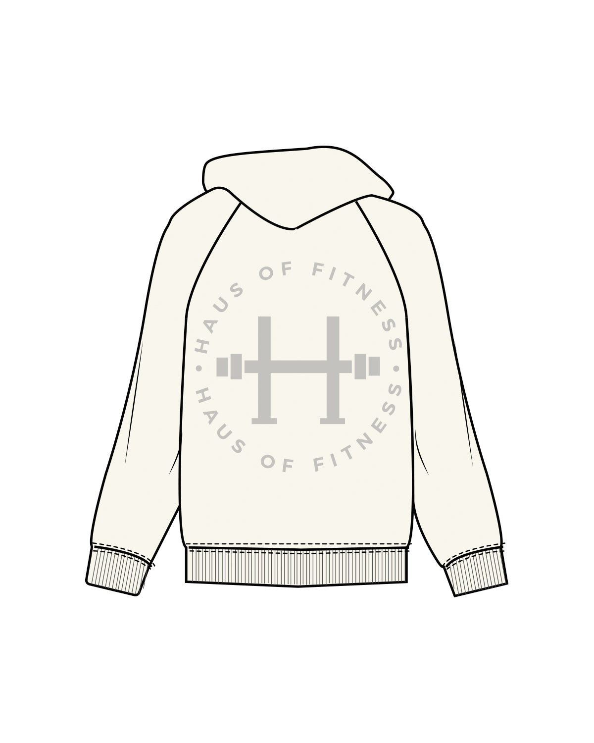 The Womens Heavy Hoodie - Off White - Haus of Fitness - Center Chest & Back - Tone on Tone
