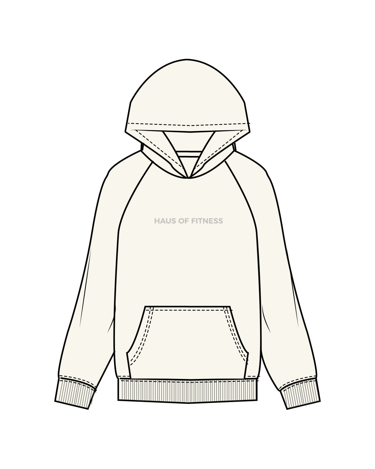 The Womens Heavy Hoodie - Off White - Haus of Fitness - Center Chest & Back - Tone on Tone