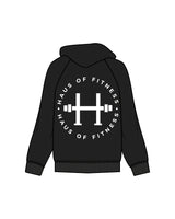 The Womens Heavy Hoodie - Black - Haus of Fitness - Center Chest & Back - White
