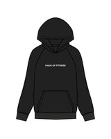 The Womens Heavy Hoodie - Black - Haus of Fitness - Center Chest & Back - White