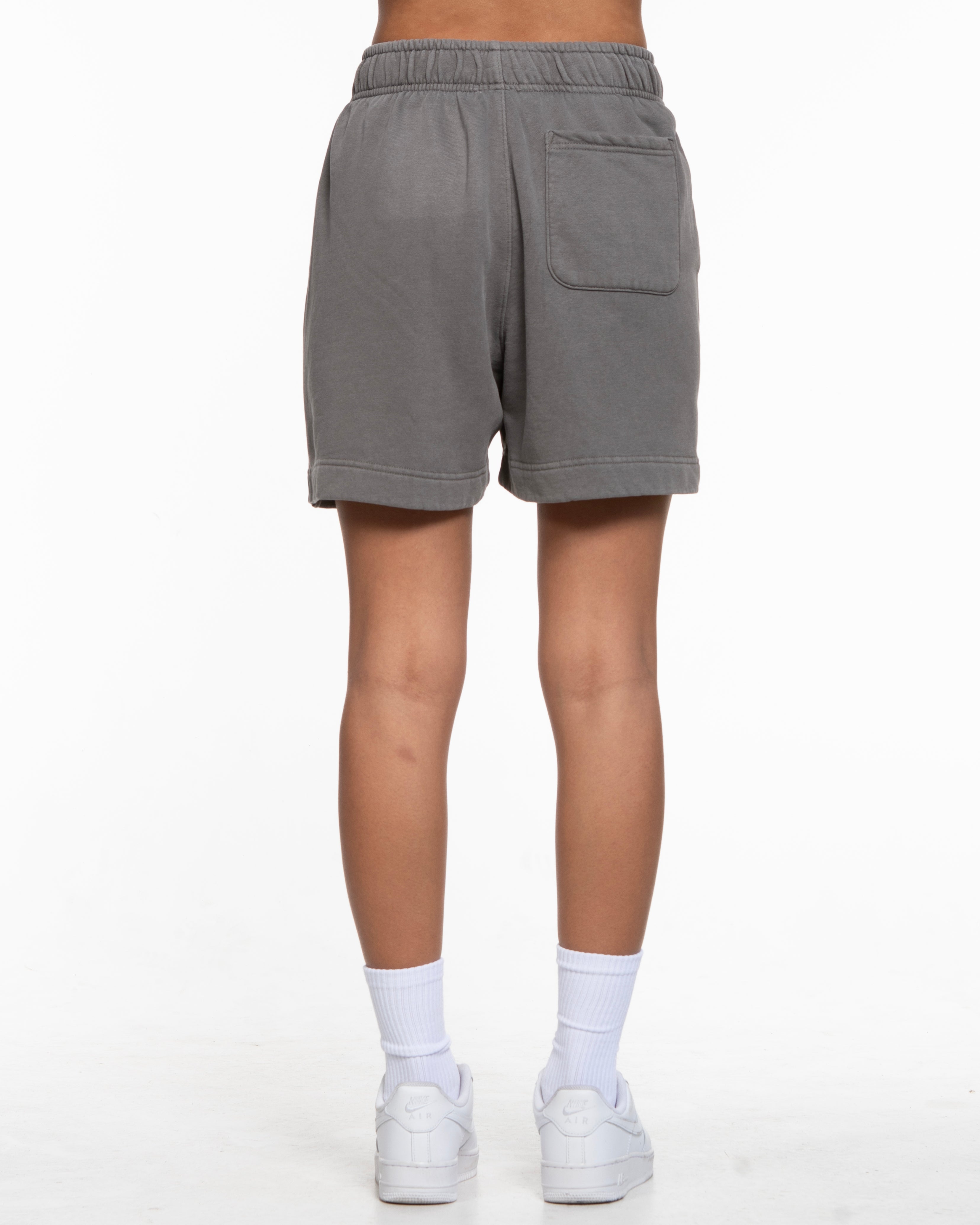 The Mens Sweat Shorts - Washed Gray - Miss Lymph - Right Pocket & Left Leg Sleeve - Printed - Washed Bone