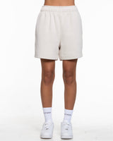 The Mens Sweat Shorts - Washed Bone - Renew - Bottom Left Leg Stacked - Red