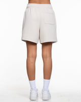 The Mens Sweat Shorts - Washed Bone - Renew - Bottom Left Leg Stacked - Red