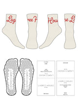 The 3/4 Crew Sock - Off White - Lagree House - Top Logo - Muted Red - Triangle Shape Grip - Transparent