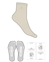 The 1/2 Crew Sock - Off White - Lucky Penny - Top Logo - Embroidered - Tan - Hexagon Shape Grip - Transparent