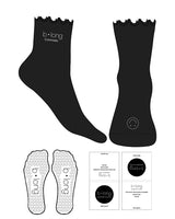 The 3/4 Crew Sock - Black - B Long Pilates - Top "Coronado" & Front Logo - Embroidered & Printed - White - Heart Shape Grip - Black