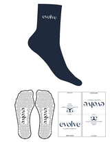 The 3/4 Crew Sock - Dusk Blue - Evolve Lagree - Top Logo - Embroidered - White - Triangle Grip - White