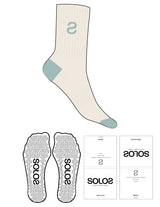 The 3/4 Crew Sock - Off White - Top Logo Inverted "S" - Blue - Triangle Shape Grip - Translucent