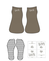 The Ballet Sock - Mocha - Pure Movement LARK - Back Logo - Almond Milk - Icon Grip - Transparent