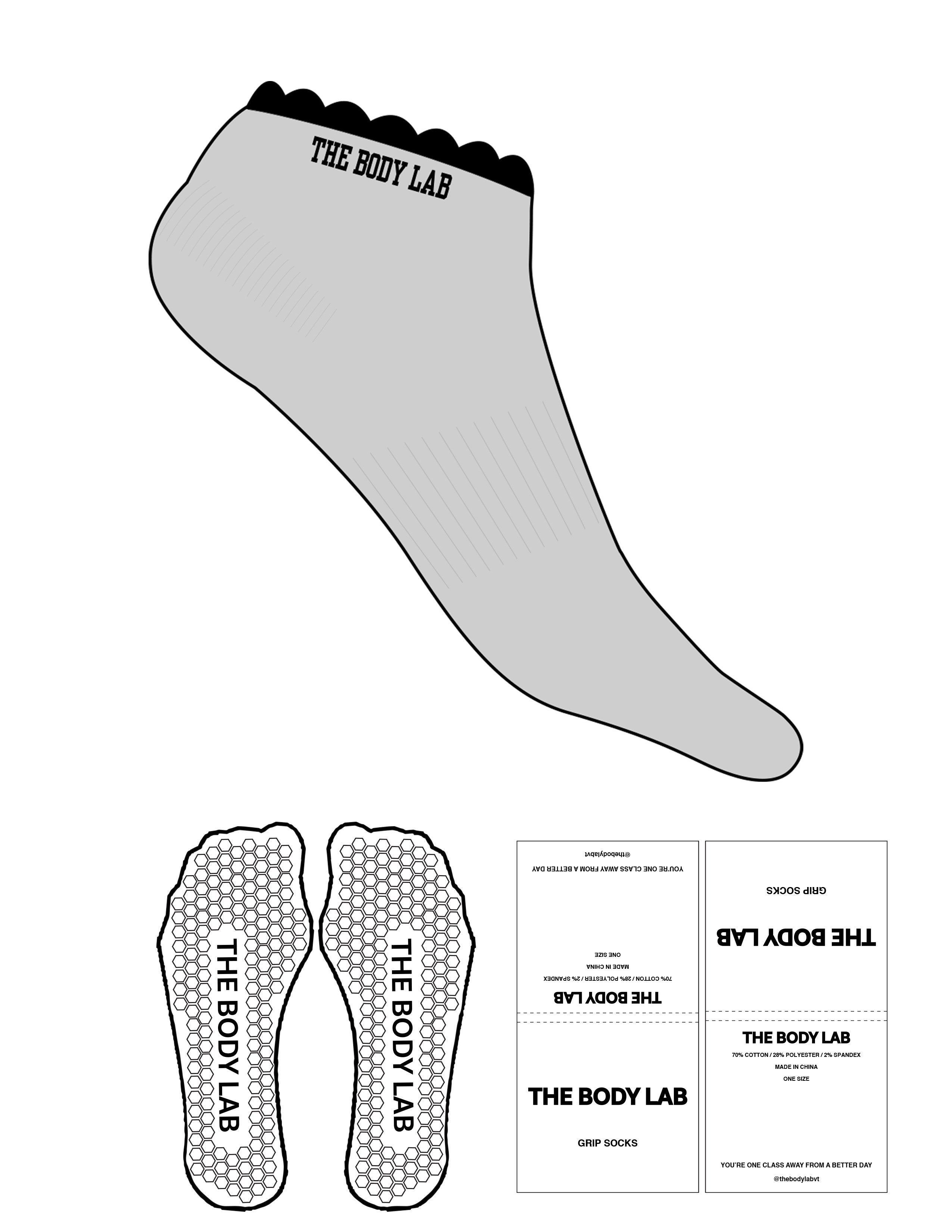 The Ankle Sock - Heather - Body Lab - Top Logo - Printed - Black - Hexagon Grip - Black