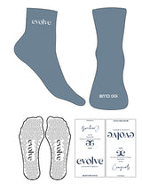 The 1/2 Crew Sock - Washed Lagoon - Evolve Lagree - Top Embroidered - Toe Logo - White - Triangle Grip - White