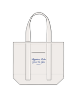 The Contrast Tote Bag - Natural / Natural - ZENERGY CYCLING - Center Stacked - Printed - Blue