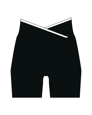 The Piped Crossover Short - Black - MAT - Back Waistline -  Printed - White