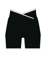 The Piped Crossover Short - Black - MAT - Back Waistline -  Printed - White