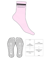The 3/4 Crew Sock - Baby Pink - Ember & Frost - Top Logo - 2 Stripes - Printed - Black - Hexagon Shape Grip - Black