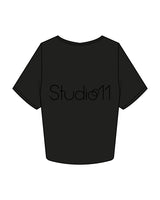 The Crop Tee - Black - Studio 11 - Left Chest & Center Back - Tone on Tone