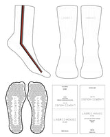 The Crew Sock - White - Lagree House - 3 "L Shape" Line - Side Corner - Front Text - Full Color - Triangle Shape Grip - White