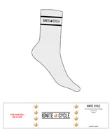 The Crew Sock - Heather - Ignite Cycle - Top - Text & Icon In Between Border Lines - Black