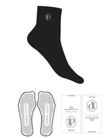 The 1/2 Crew Sock - Black - Lucky Penny - Top Logo - Embroidered - White - Hexagon Shape Grip - White