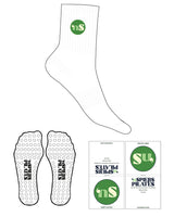 The 3/4 Crew Sock - White - NSpiers - Top Logo - Embroidered - Full Color - Circle Grip - Green