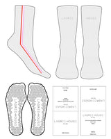 The Crew Sock - Heather - Lagree House - 3 "L Shape" Line - Side Corner - Front Text - Full Color - Triangle Shape Grip - White