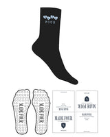 The Crew Sock - Black - M4Lagree - Top Logo w/ Hearts - Embroidered - Blue - Circle Shape Grip - Blue