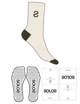 The 3/4 Crew Sock - Off White - Top Logo Inverted "S" - Brown - Triangle Shape Grip - Translucent