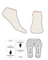 The Ankle Sock - Off White L118 - The Burn Society - Bottom Toe Text - Peach L93 - Triangle Shape Grip - Transparent