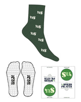 The 3/4 Crew Sock - Forest - NSpiers - Full Sock Logo - Marshmallow - Circle Grip - Transparent
