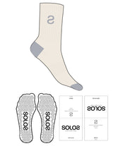 The 3/4 Crew Sock - Off White - Top Logo Inverted "S" - Light Blue - Triangle Shape Grip - Translucent